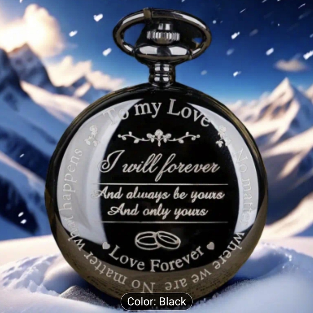 New Elegant Black Pocket Watch - Love Forever, T1MISB4C